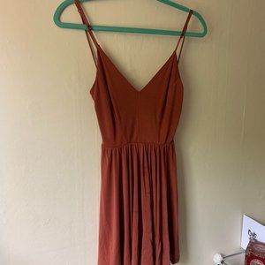 UO Silence + Noise Sleeveless Strappy Romper, Rust